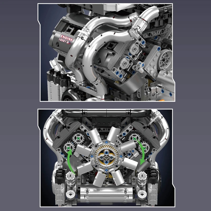 Mould King 10201 Hypercar W16 Motor